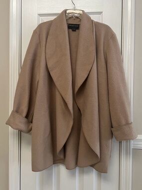 Specialty House Taupe Drape Front Coatigan Jacket Cardigan - Taupe Small/Medium